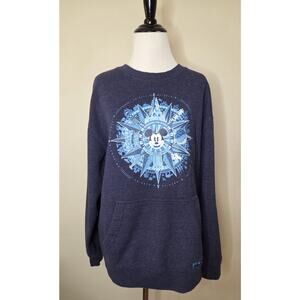 Walt Disney World Compass Sweatshirt Pullover Mickey Mouse Blue Size L Sweater